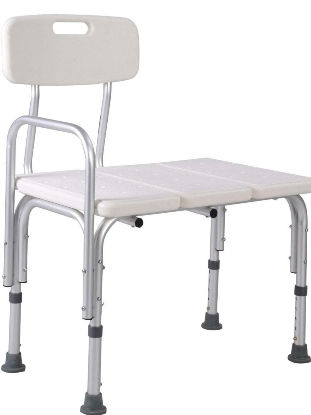 White Adjustable Shower Transfer Bench with Backrest